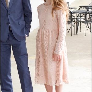 Blush lace midi dress